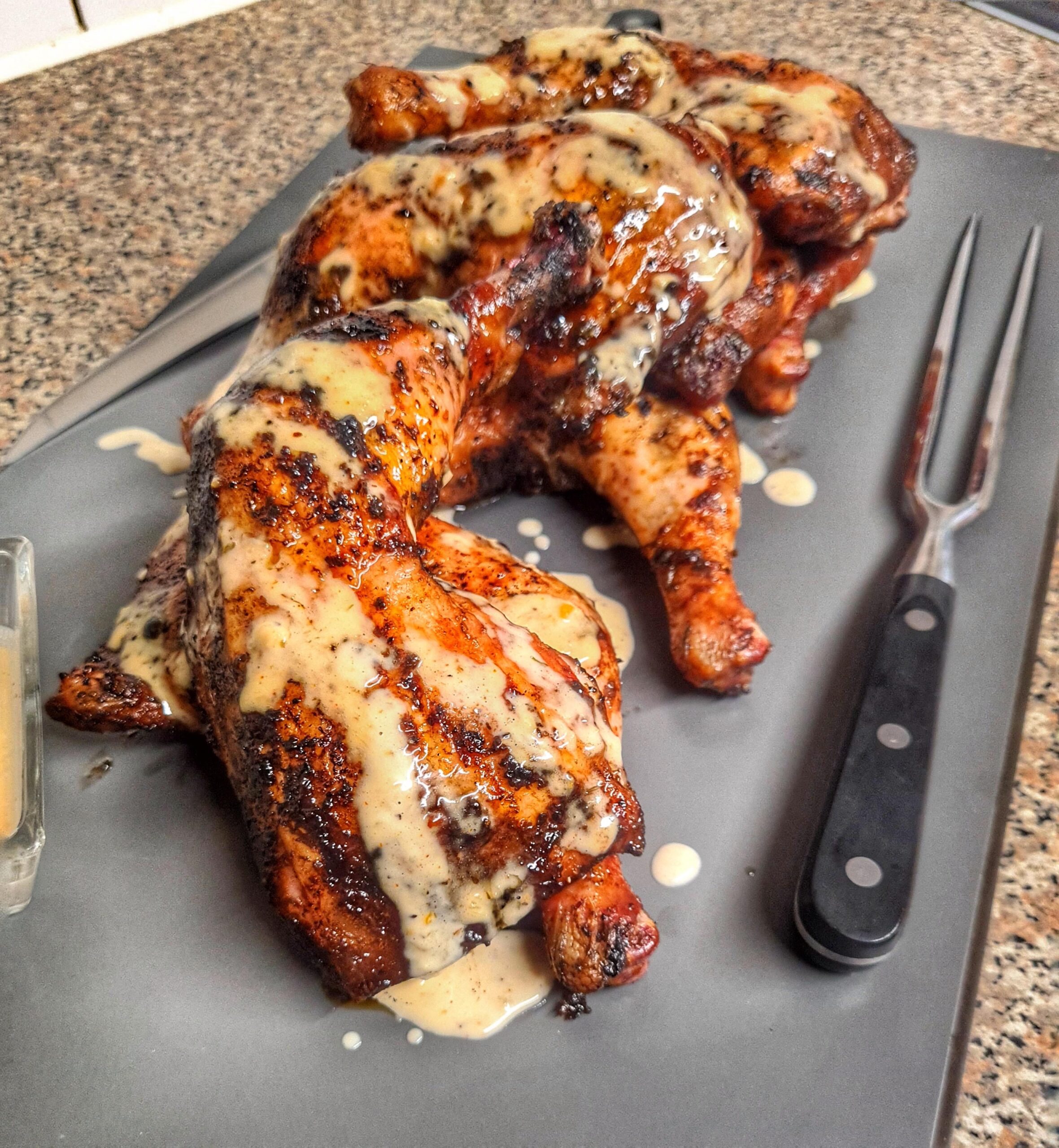 Smoked Chicken with Alabama white sauce